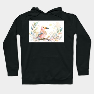 Whimsical and Cute Watercolor Bird Hoodie